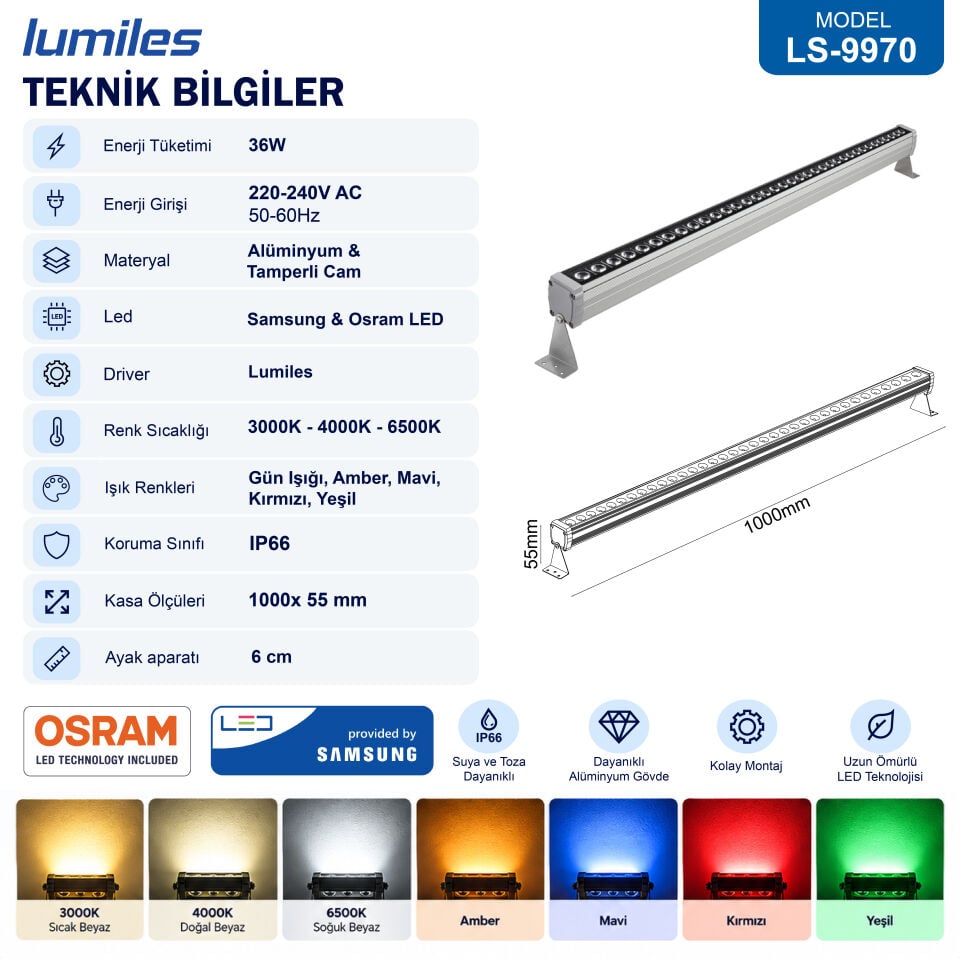 36 Watt 100 cm Led Wallwasher LS-9970